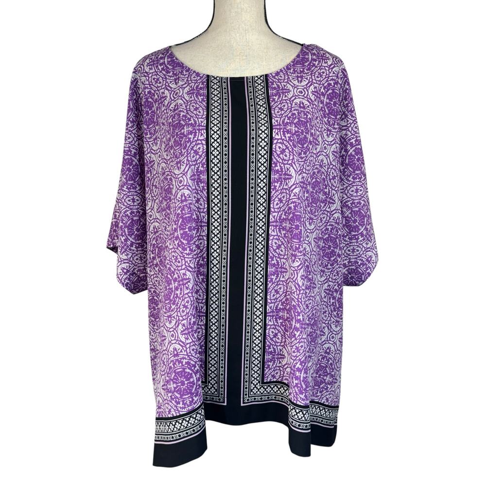 Croft & Barrow 3X-Large Top Dolman Sleeves Lightweight Pullover Side Slits Multi